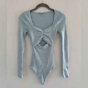 A&F Blue Knit Ribbed Bodysuit